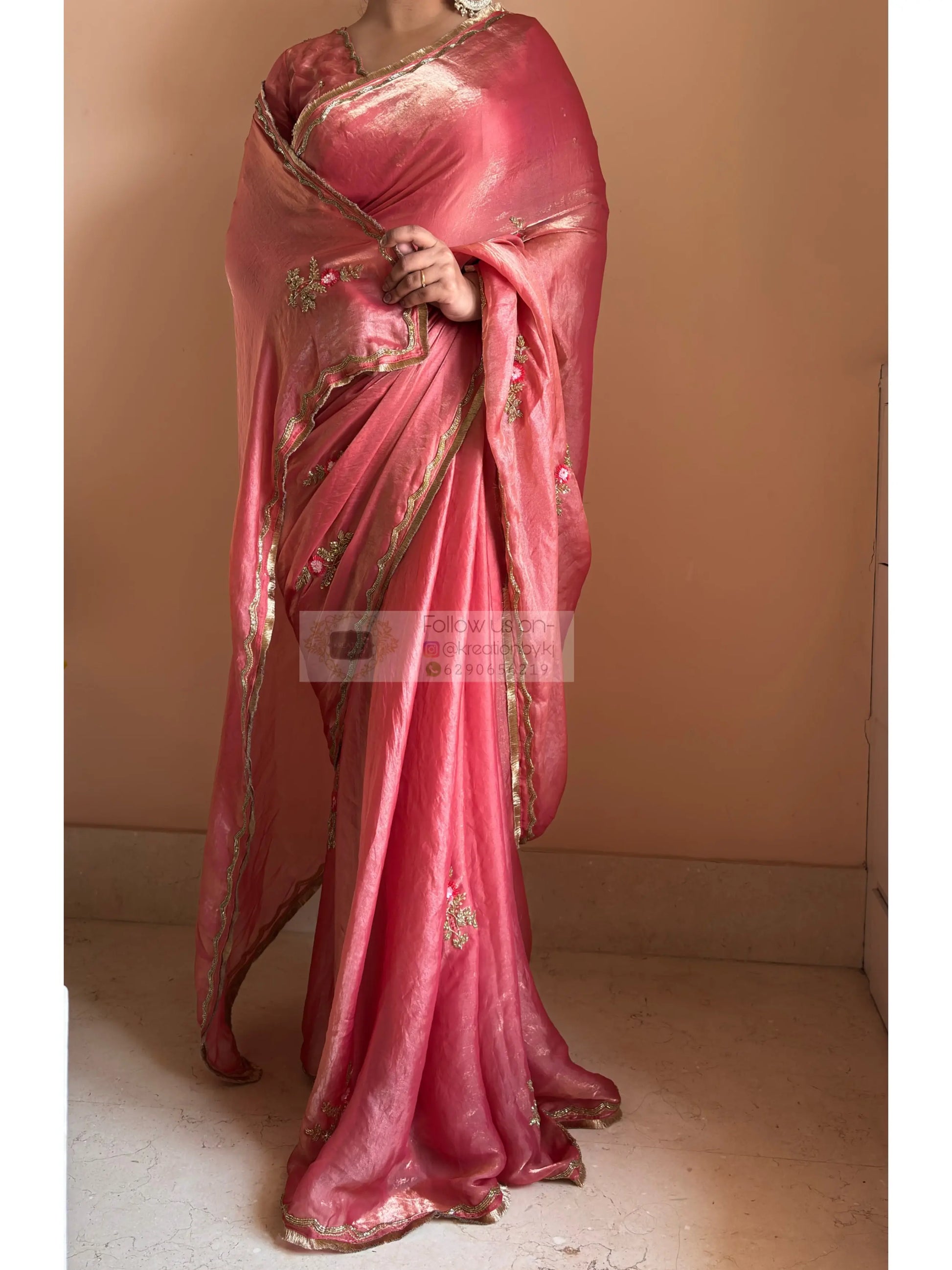 Summer Rose Pink Saree Kreation by KJ