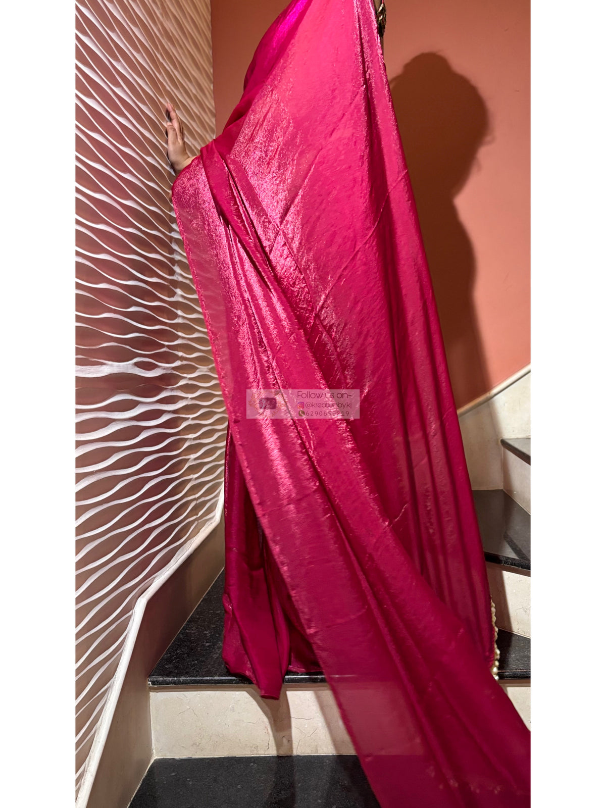Magenta Shimmer Satin Cocktail Saree