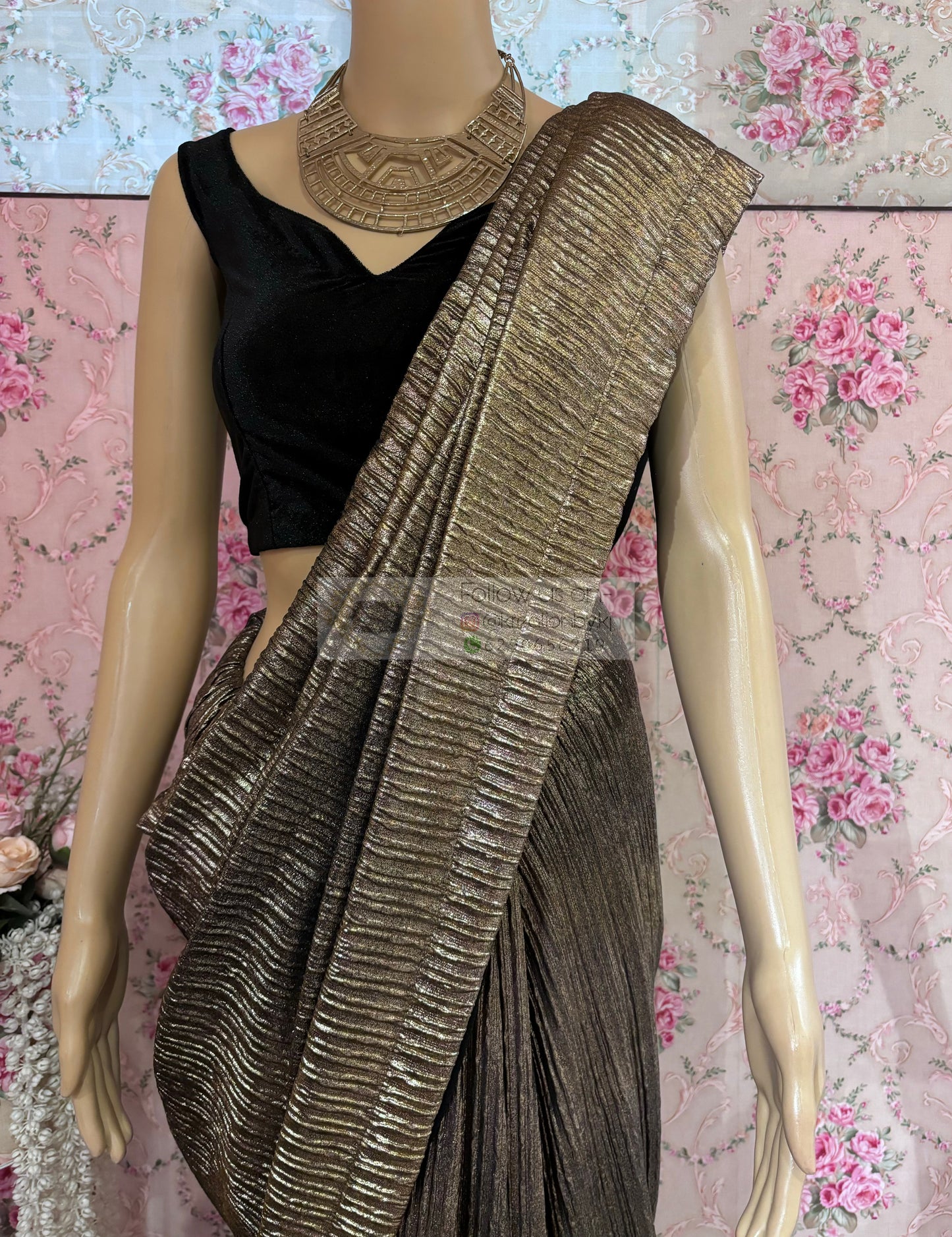 Black and Gold Cocktail Saree