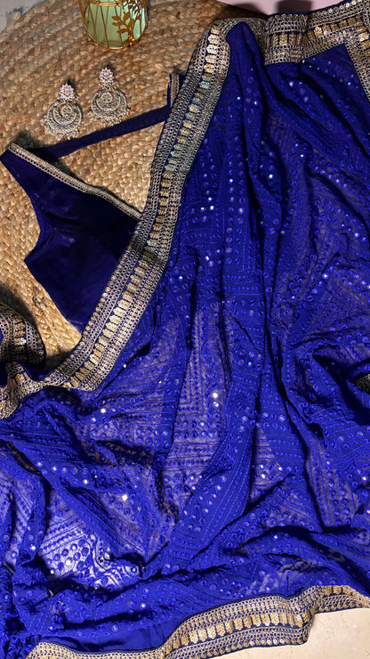 Siyahi Ombre Sheesh Saree Kreation by KJ