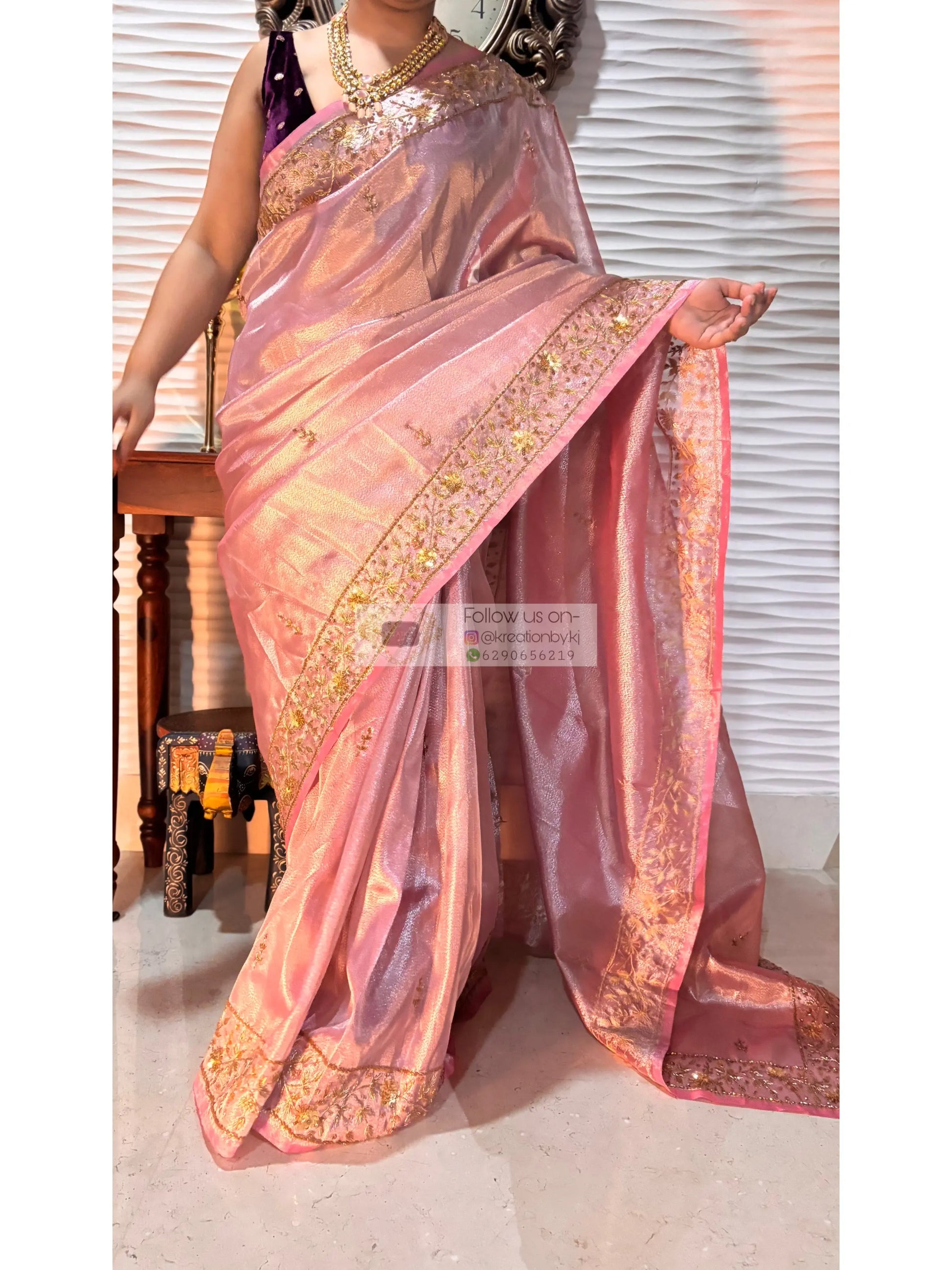 Pink Tissue Anaya Saree kreationbykj