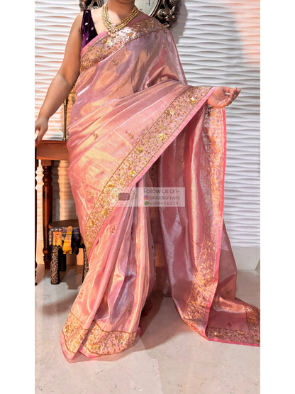 Pink Tissue Anaya Saree kreationbykj