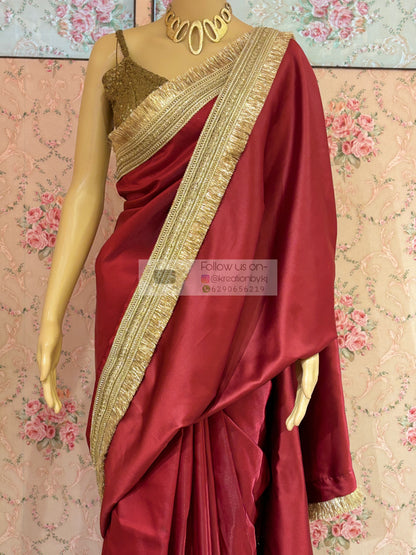 Maroon Silk Banno Saree