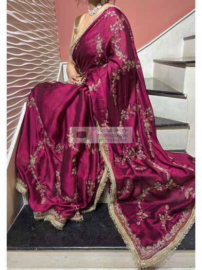 Piya Bawri Wine Georgette Saree - kreationbykj