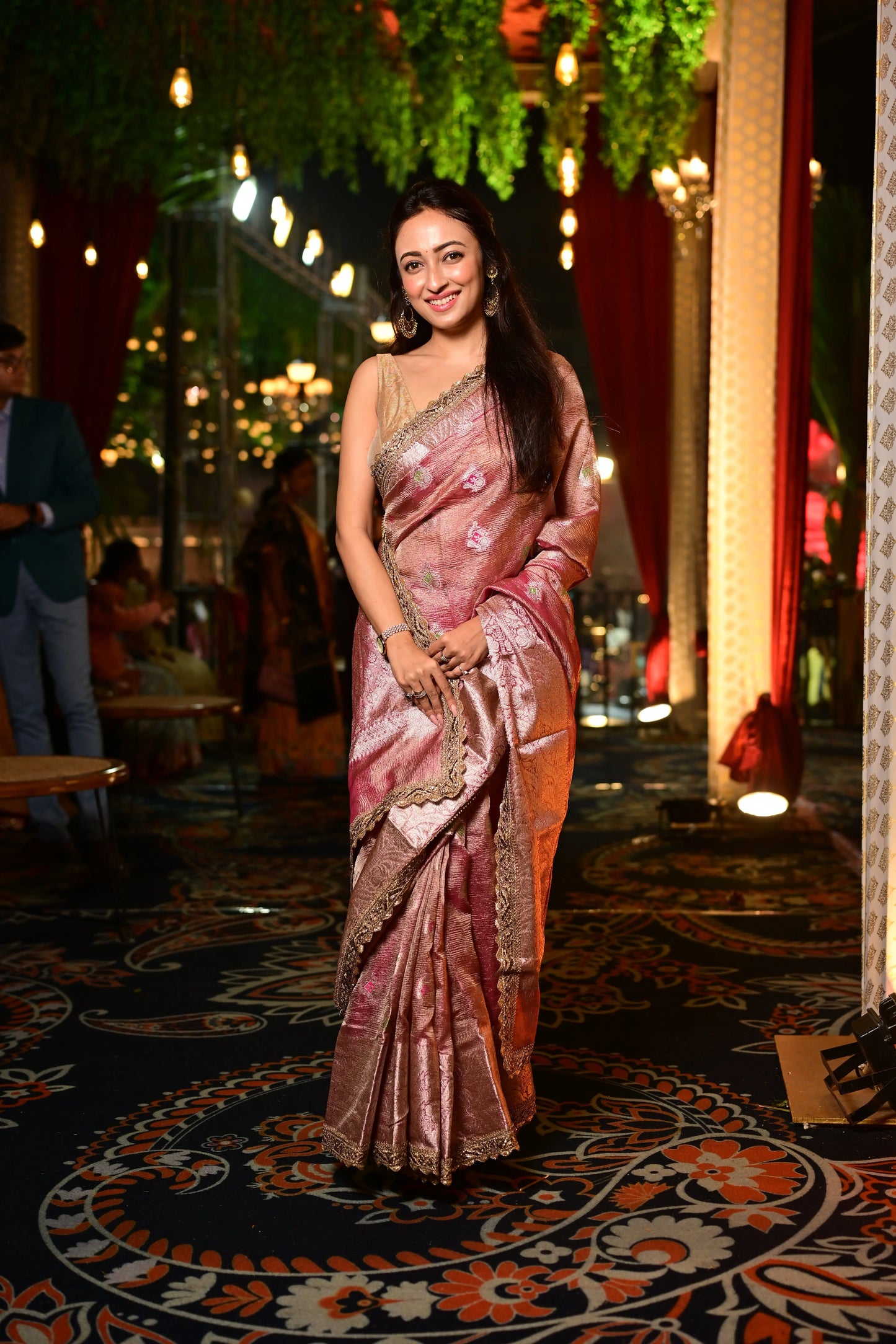 Ayoshi Talukdar in Lilac Designer Tissue Silk Banarasi Saree