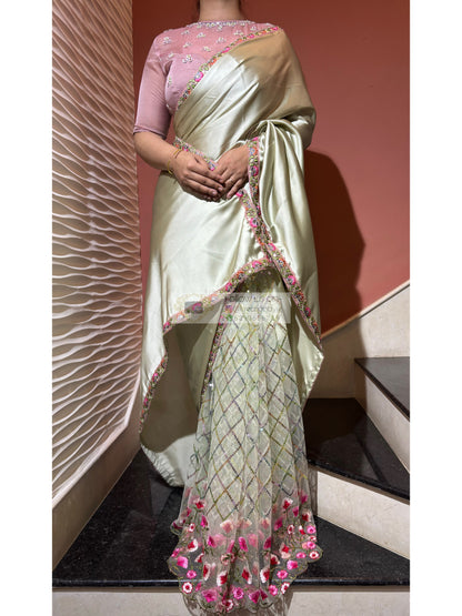 Spring Whispers Satin & Net Half Saree kreationbykj