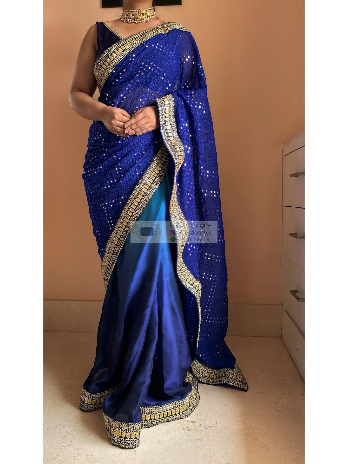 Siyahi Ombre Sheesh Saree