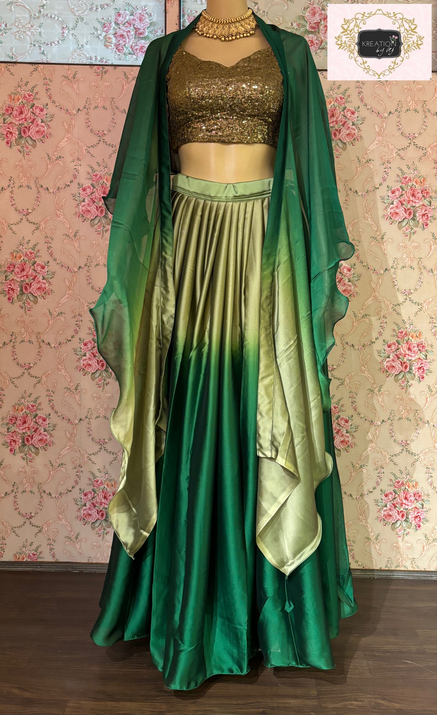 Green Ombre Lehenga