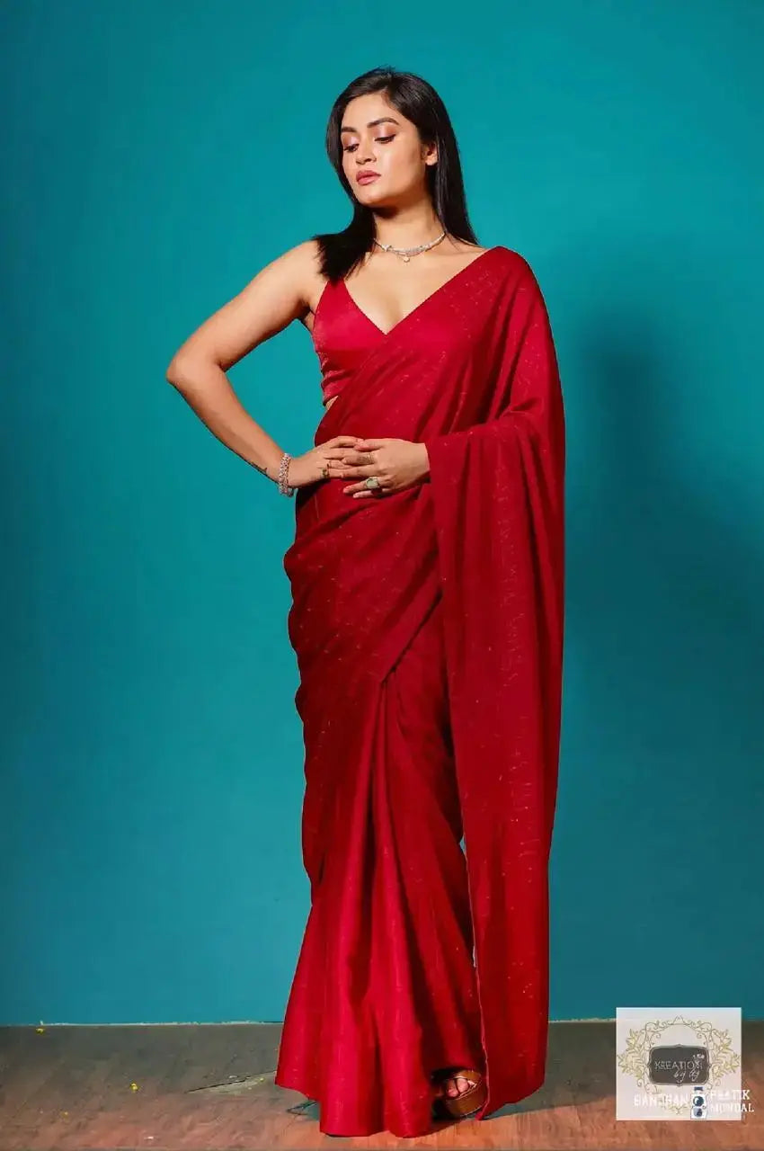 Red Shimmer Saree