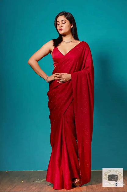 Red Shimmer Saree