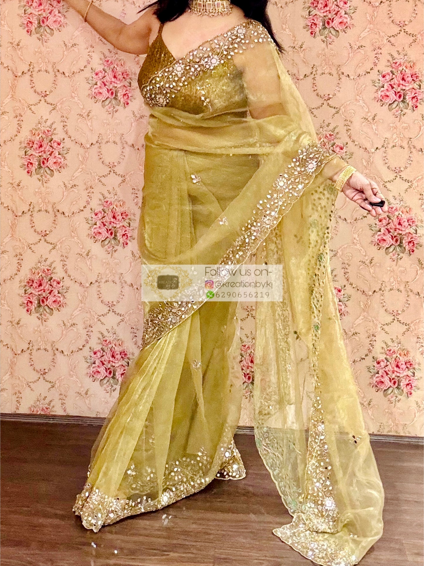 Pista Green Sheesh Mahal Saree