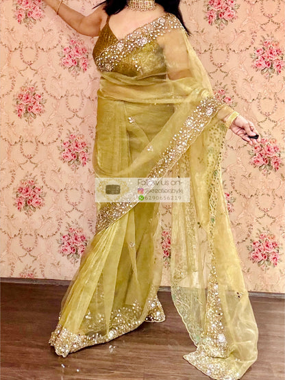 Pista Green Sheesh Mahal Saree