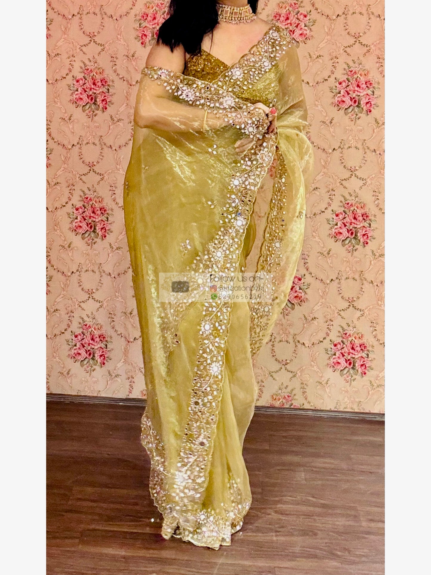Pista Green Sheesh Mahal Saree