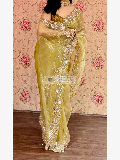 Pista Green Sheesh Mahal Saree