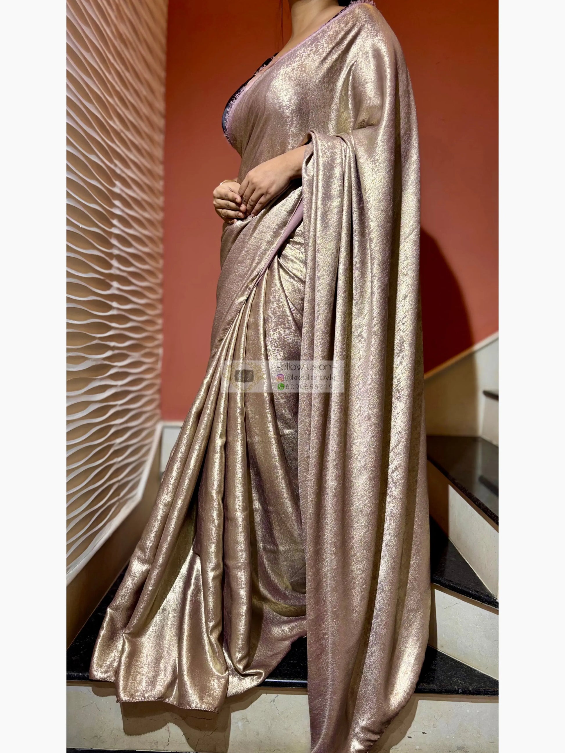 Mauve Glam Gold Shimmer Saree Kreation by KJ