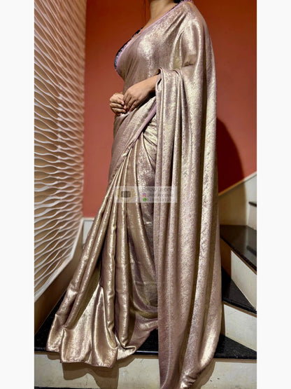 Mauve Glam Gold Shimmer Saree Kreation by KJ