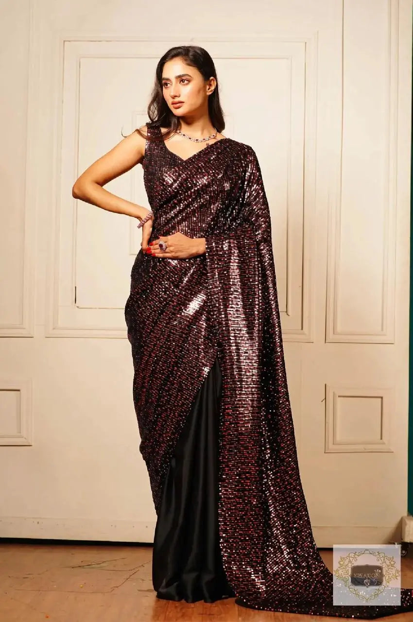 Shimmer Dazzle Sequin Cocktail Saree Kreation by KJ
