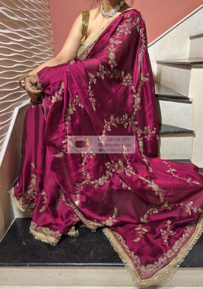 Piya Bawri Wine Georgette Saree - kreationbykj