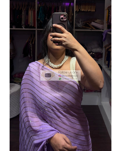 Lavender Noorani Georgette Saree Kreation by KJ
