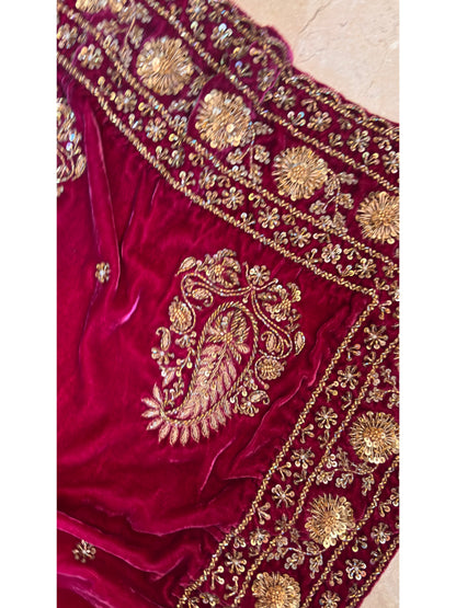 Purple Wine Vows in Velvet Saree