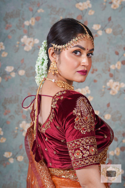 Burgundy Velvet Bridal Blouse kreationbykj