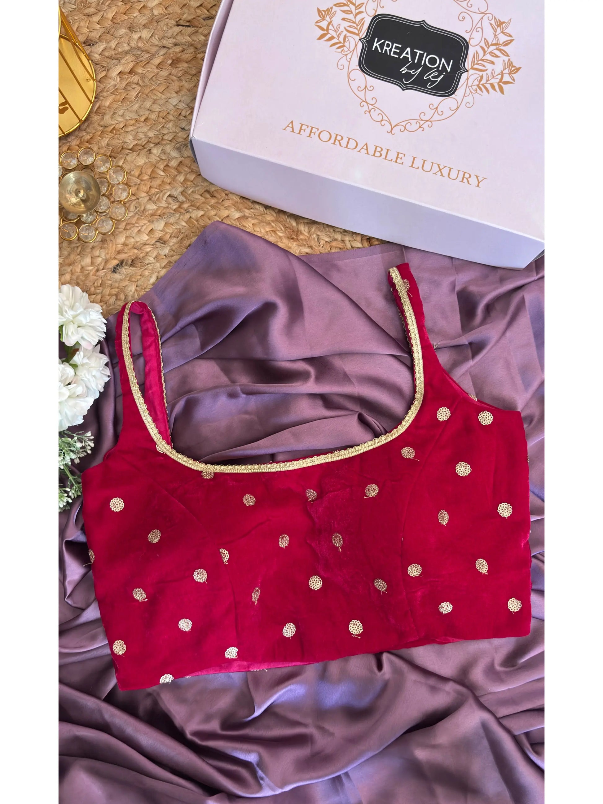 Dark Pink Velvet Cocktail Blouse Kreation by KJ