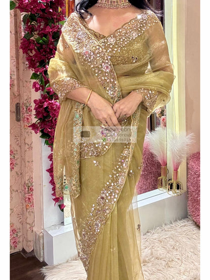 Pista Green Sheesh Mahal Saree