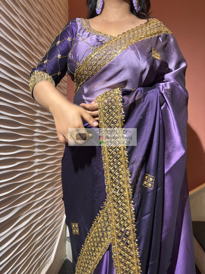 Amethyst Ombre Georgette Zeenat Saree kreationbykj