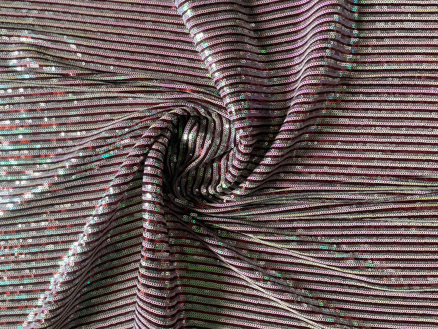 Maroon Multicolour Sequins Fabric