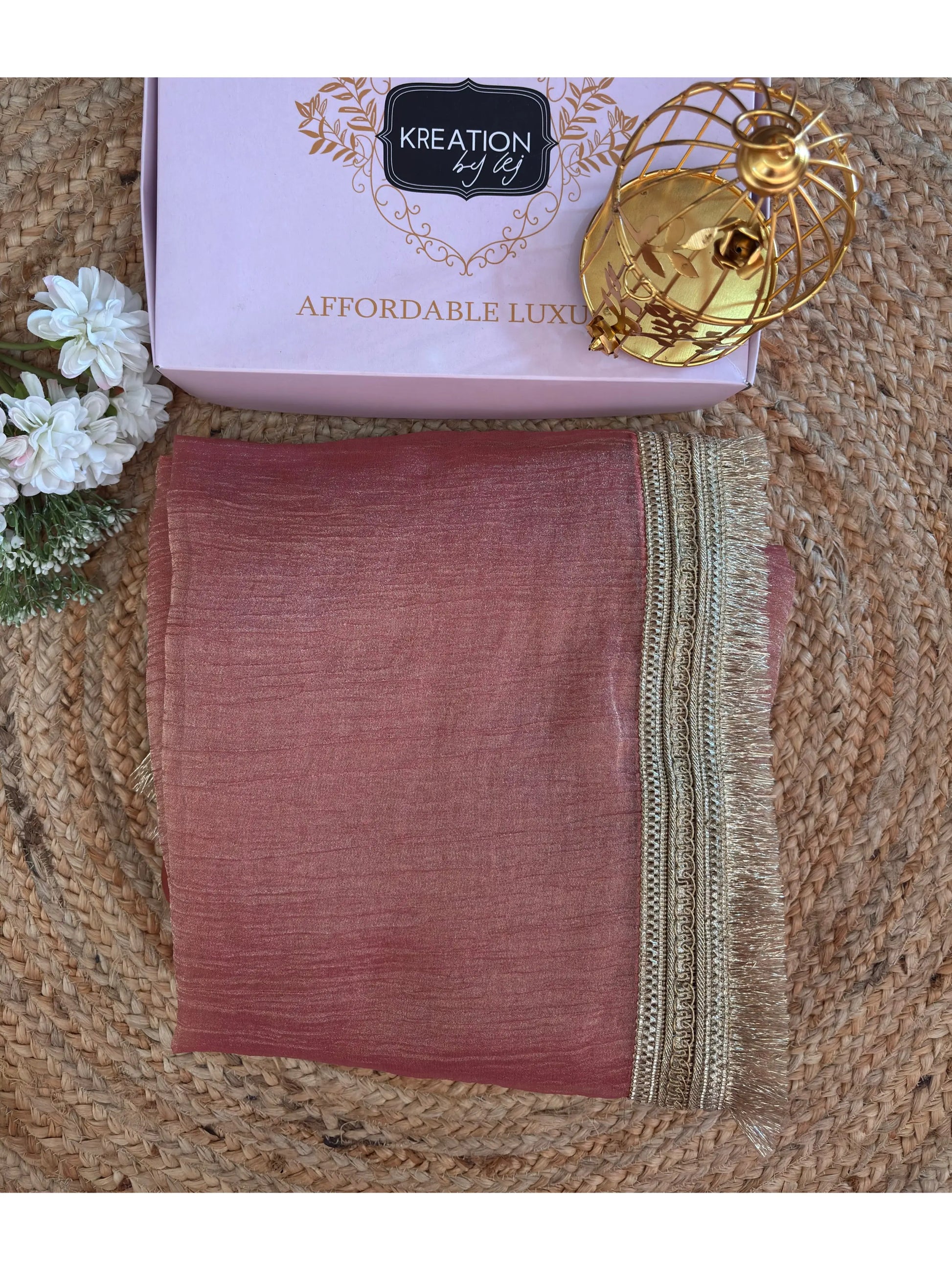 Old Rose Tissue Silk Banno Saree kreationbykj