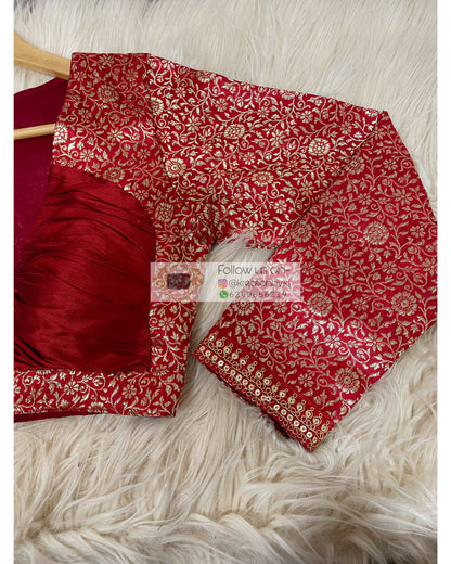 Maroon Brocade Full Sleeve Blouse