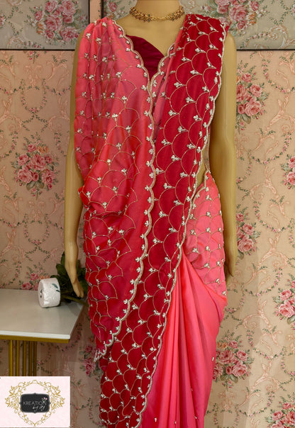 Barbie Pink Ombré Mehraab Jaal Saree