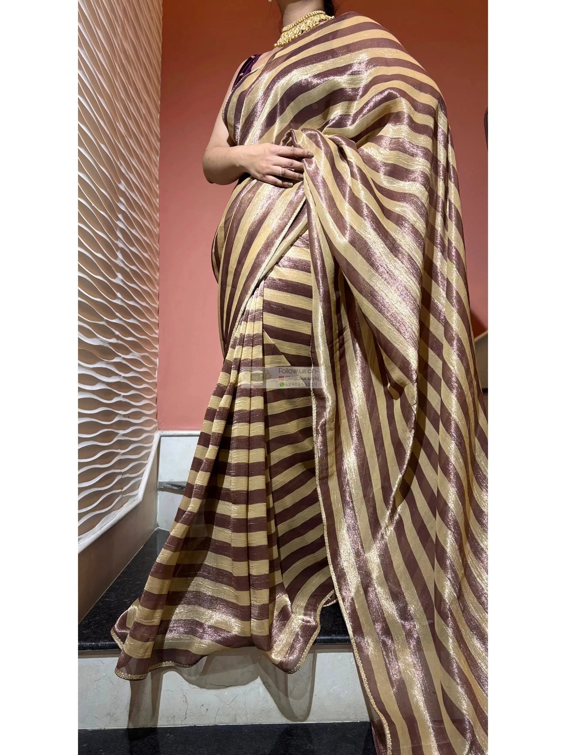 Striped Tissue Saree Kreation by KJ
