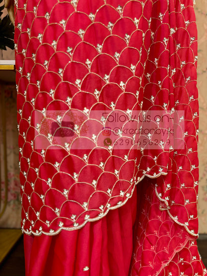 Barbie Pink Ombré Mehraab Jaal Saree