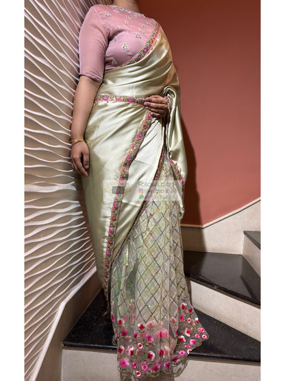Spring Whispers Satin & Net Half Saree kreationbykj