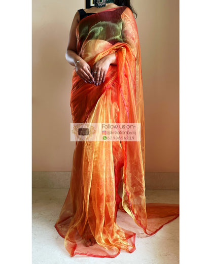 Marigold Glass Tissue Saree