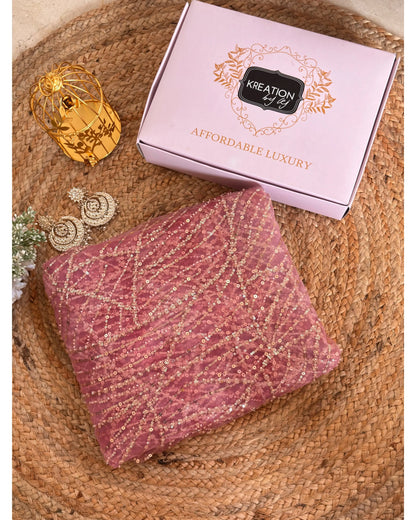 Pink Sequin Soiree Saree Kreation by KJ