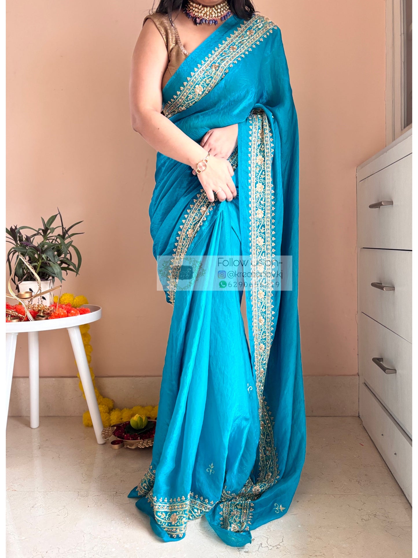 Persian Blue Zarina Saree kreationbykj