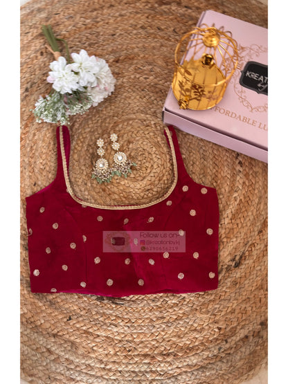 Dark Pink Velvet Cocktail Blouse
