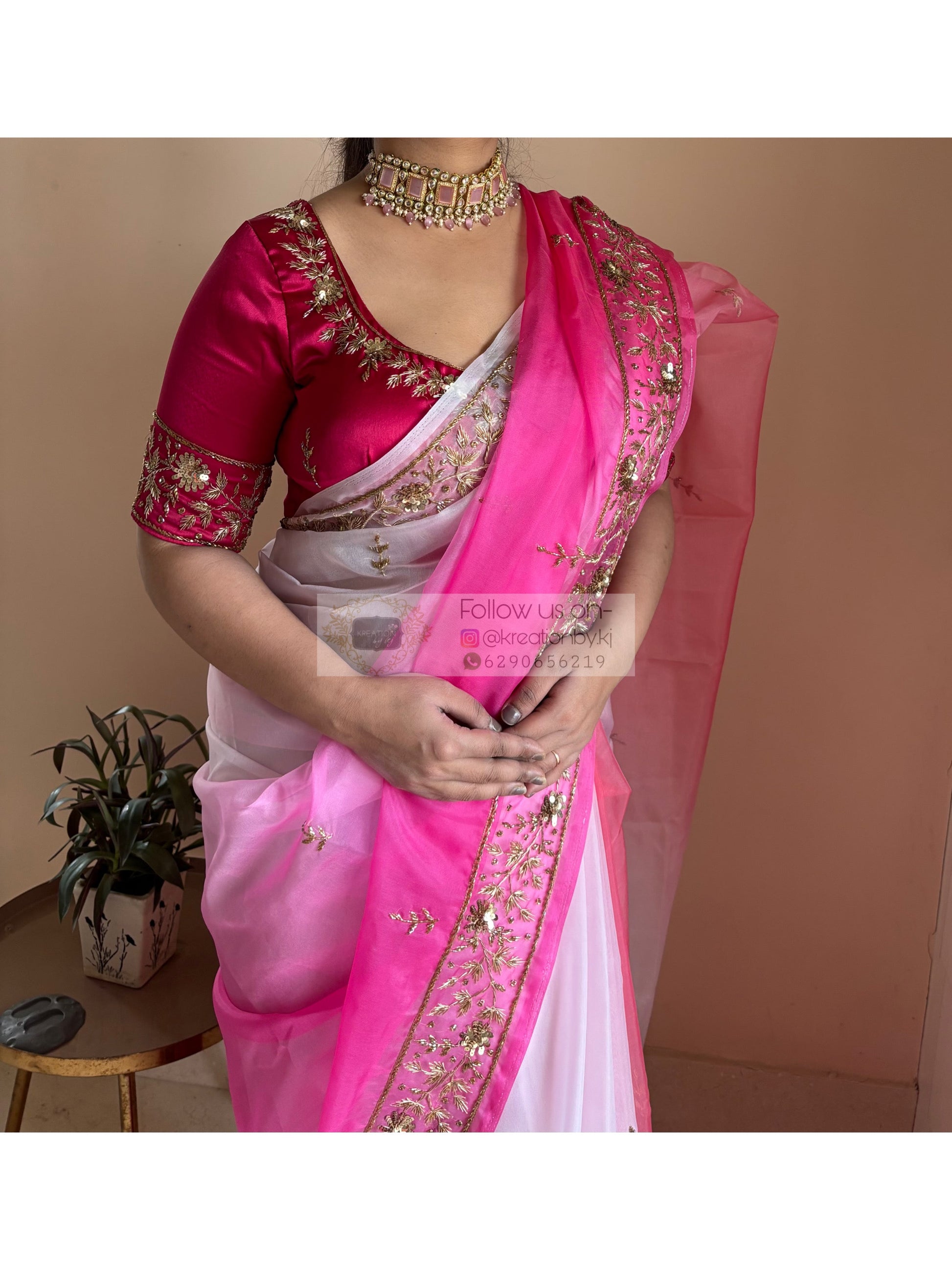 Gulabi Ombré Anaya Saree kreationbykj