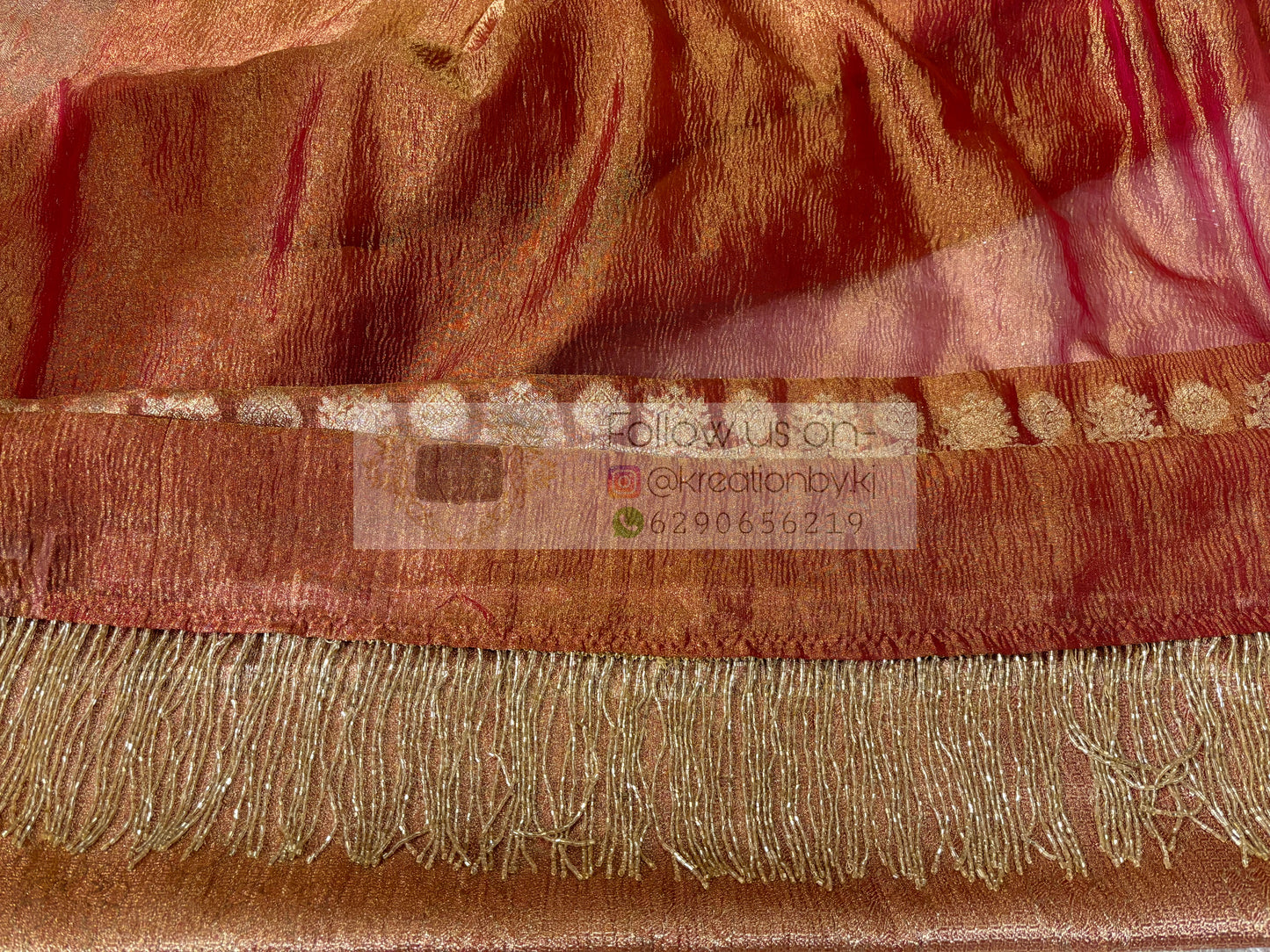 Rose Quartz Crushed Tissue Banarasi Saree