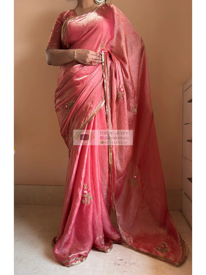 Summer Rose Pink Saree Kreation by KJ