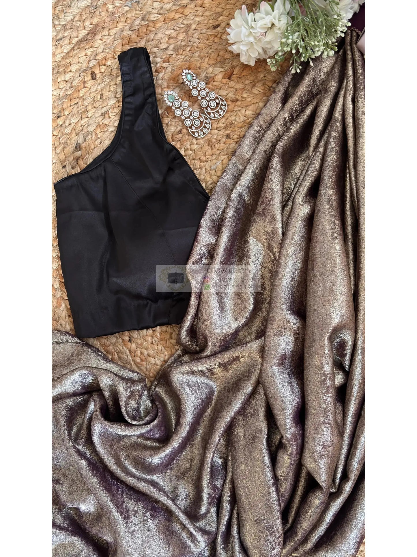 Aubergine Glam Shimmer Cocktail Saree Kreation by KJ