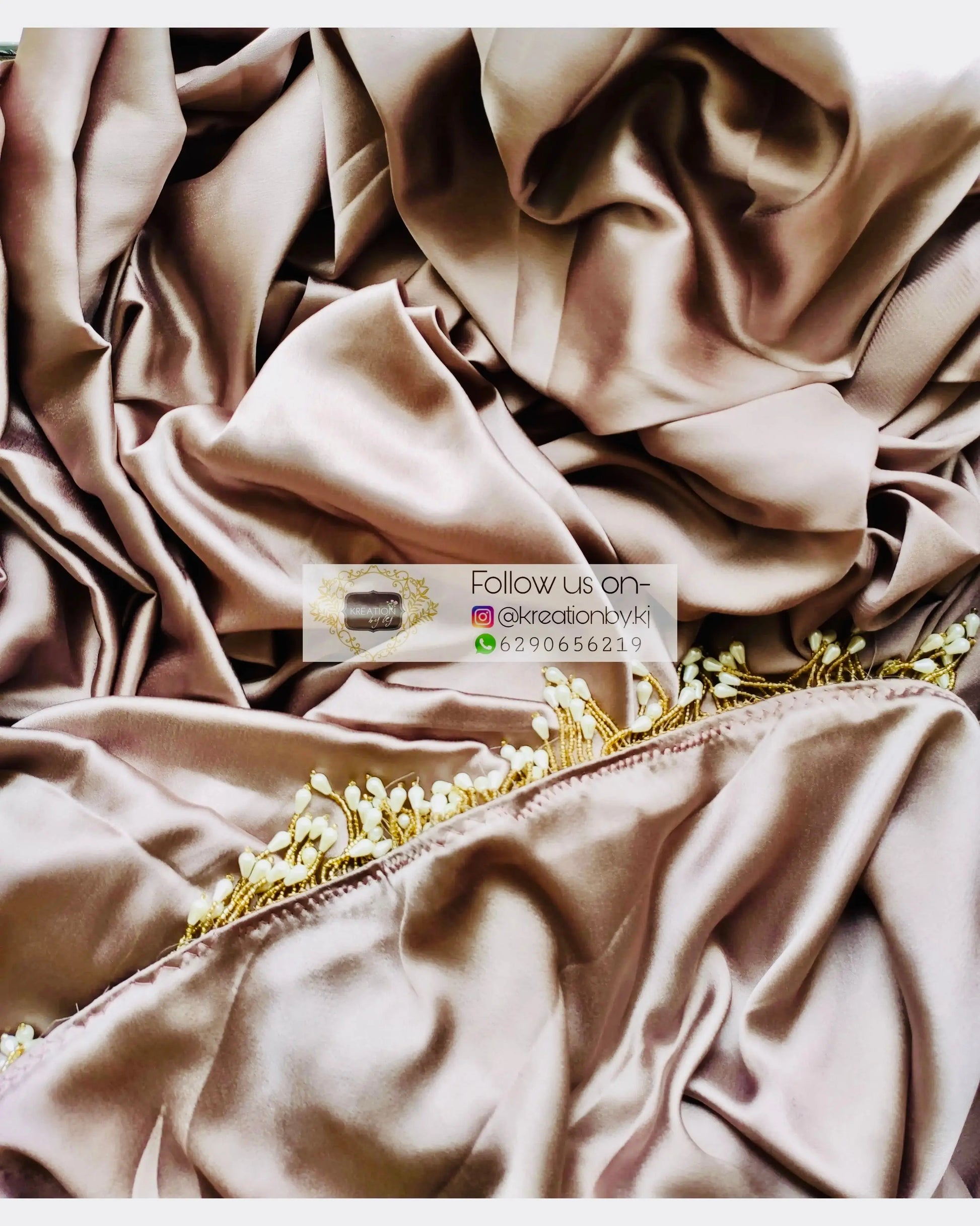 Mink Satin Silk Saree With Handmade Tassels On Pallu kreationbykj.in