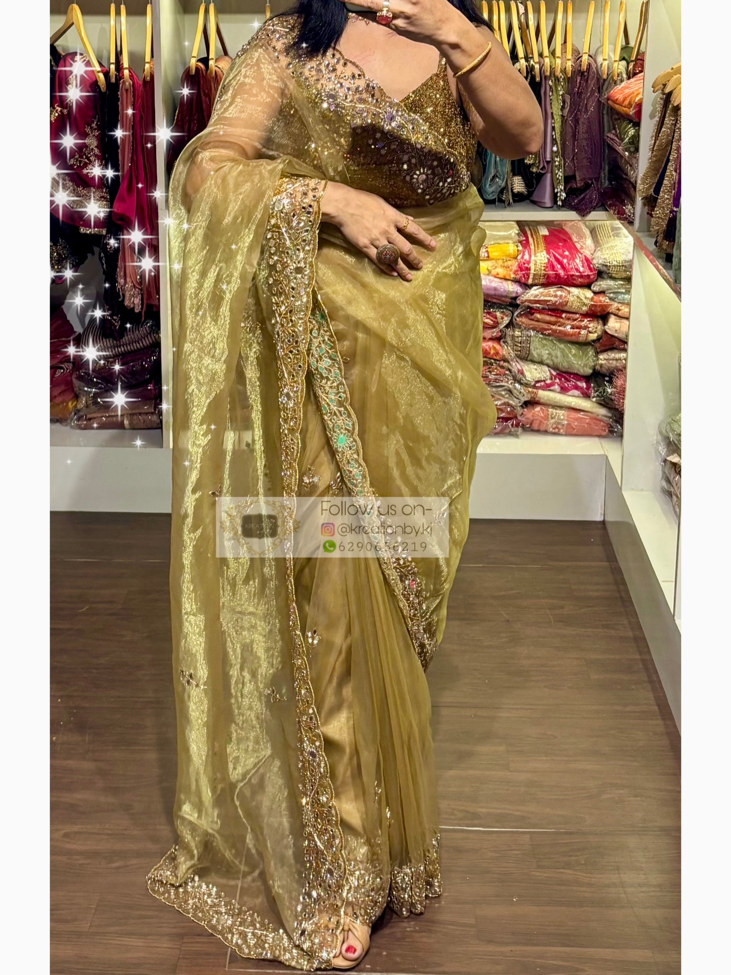 Pista Green Sheesh Mahal Saree