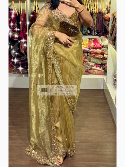 Pista Green Sheesh Mahal Saree