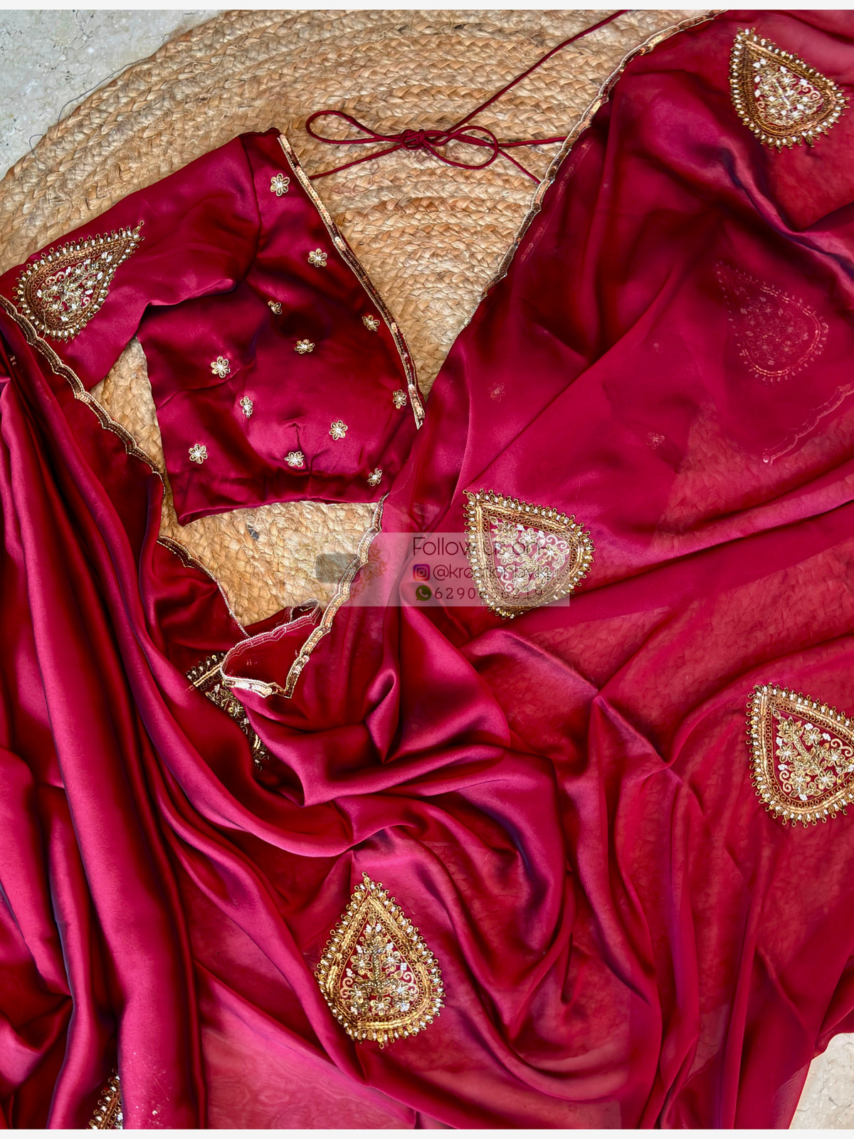 Raag Darbari Maroon Georgette Saree with Zardosi Work