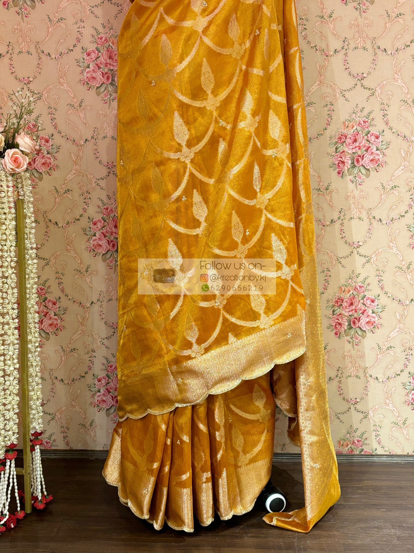 Mustard Yellow Banarasi Tissue Saree