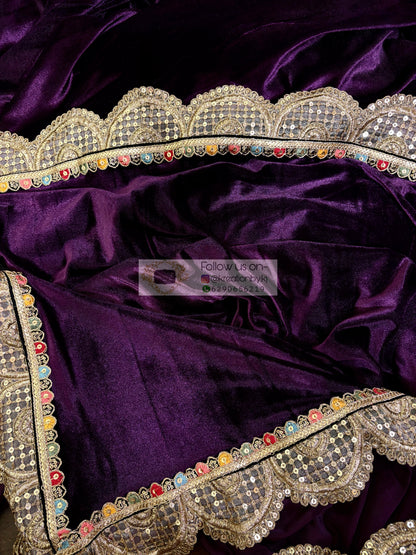 Purple Velvet Banno Saree