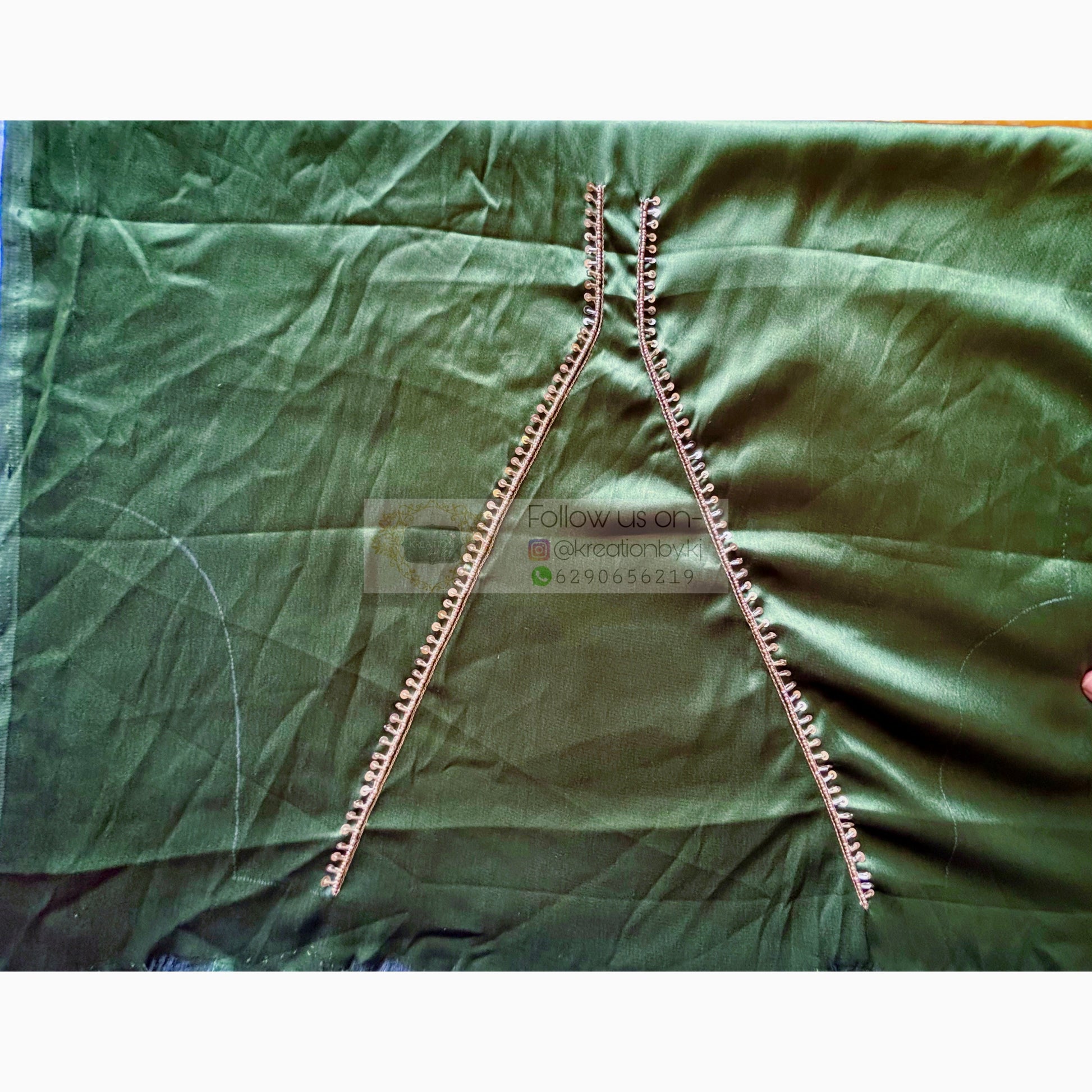 Military Green Chaudhvin ka Chand Saree for Wedding Kreation by KJ